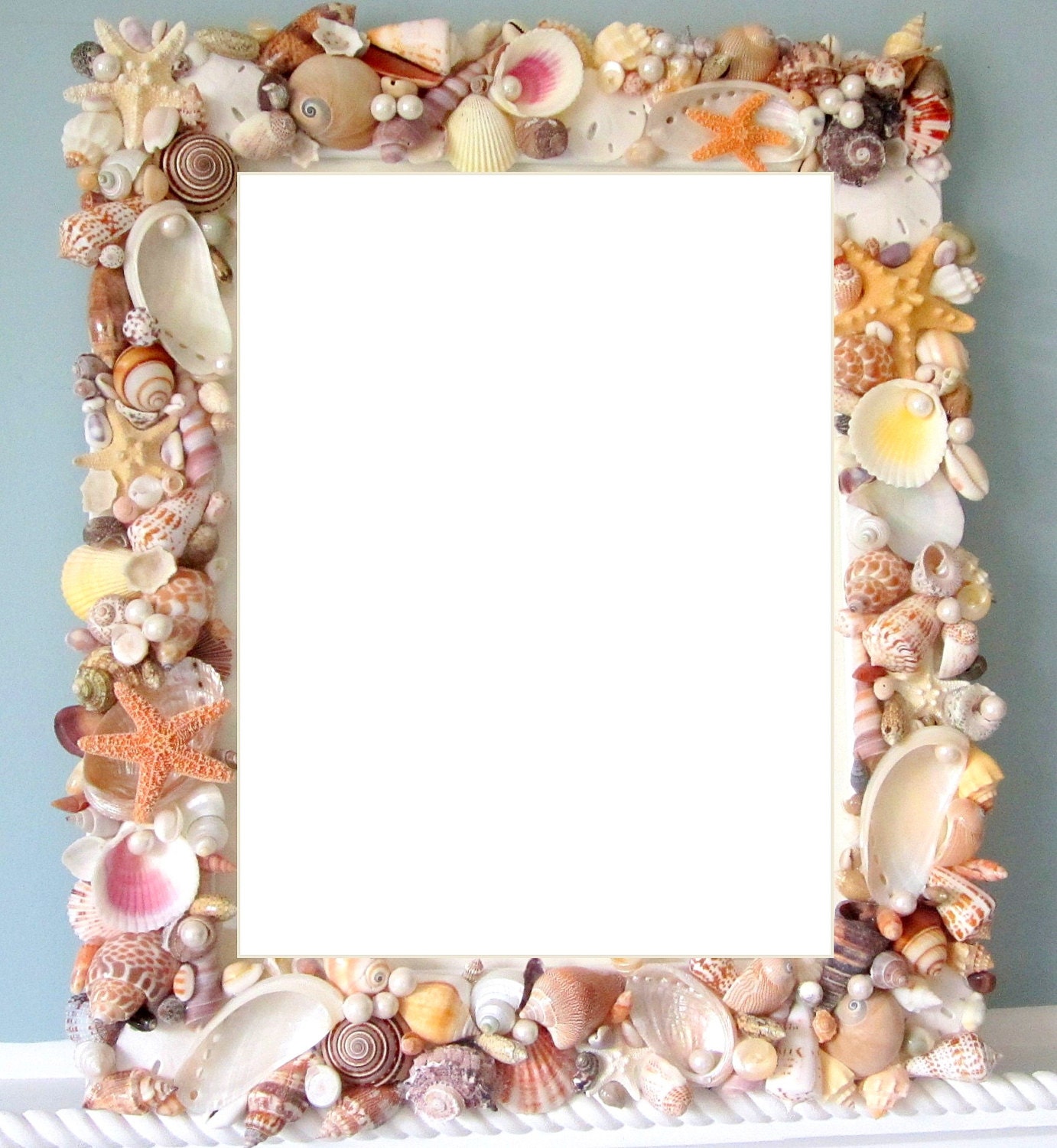 Beach Decor Seashell Frame Nautical Shell by beachgrasscottage
