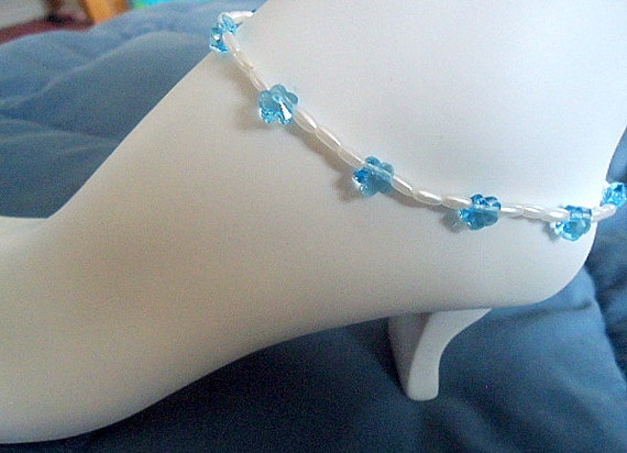 Stretch ankle bracelet beaded anklet by PoconoPrincessJewels