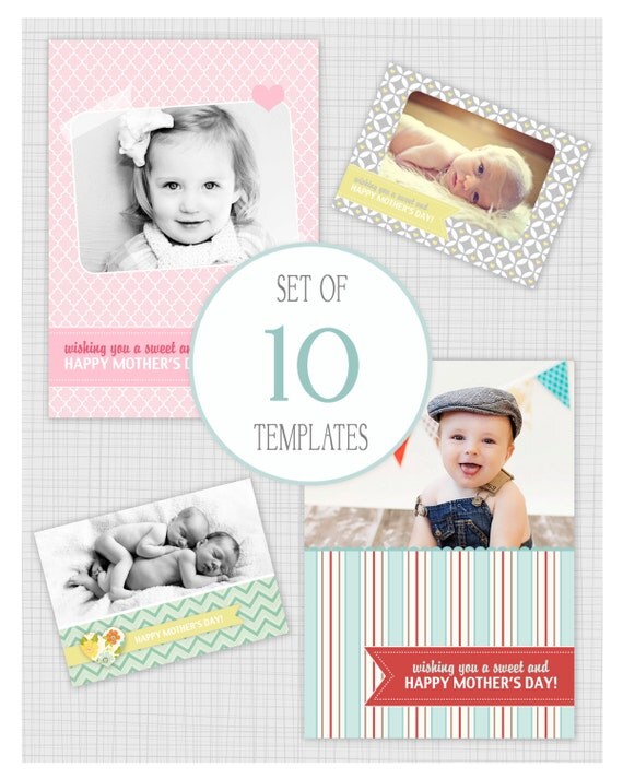10 PSD Mother's Day photo card templates. Mini Pack 17. Il_570xn