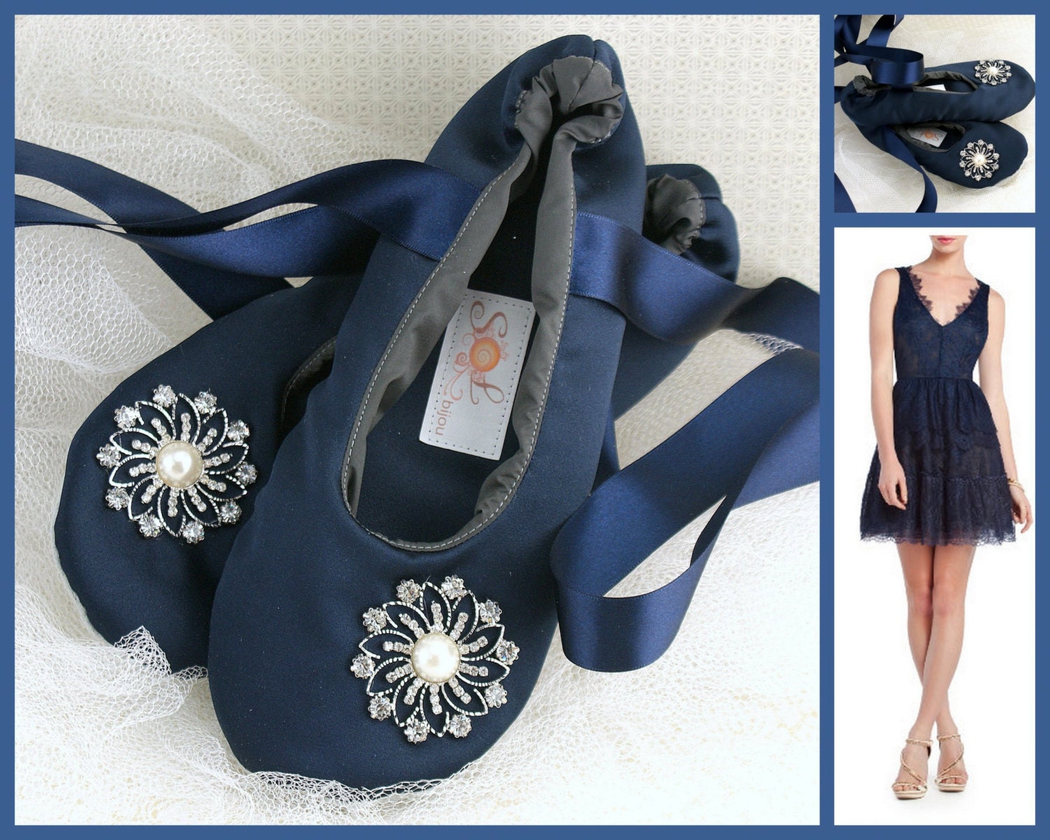 navy blue ballerina slippers