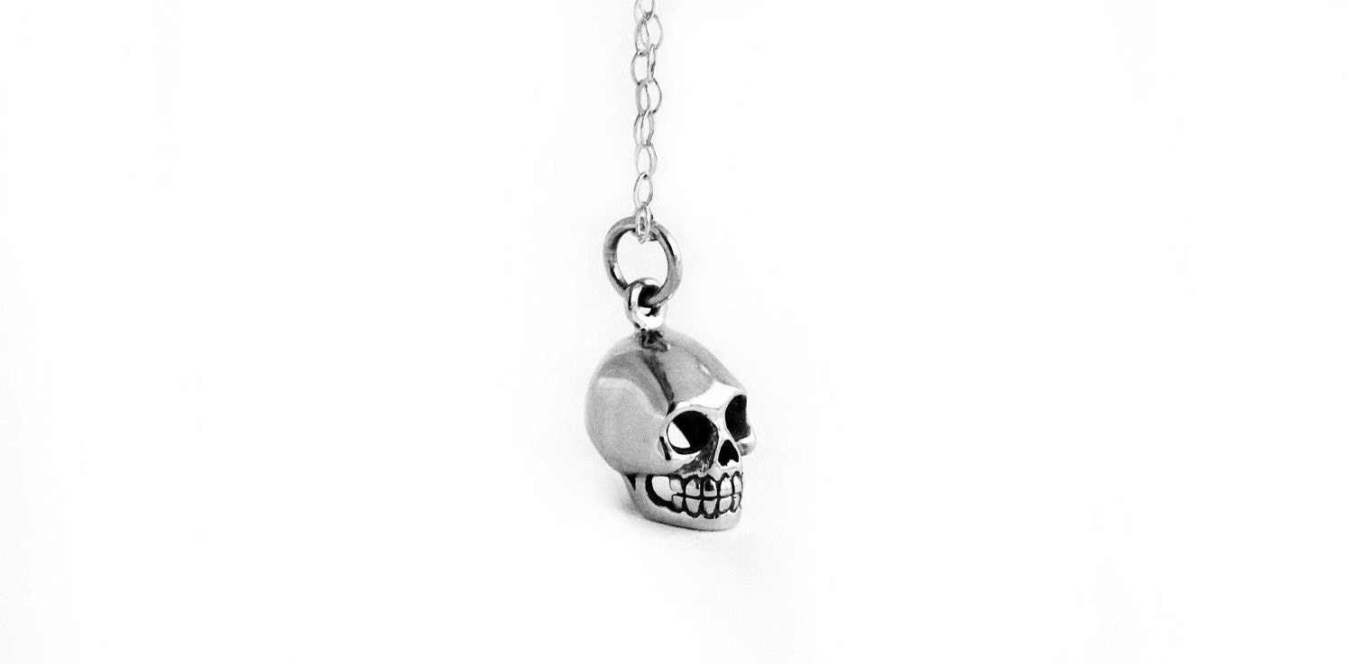 Tiny Sterling Silver Skull Necklace