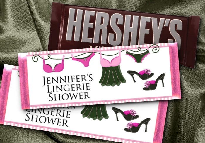 12 Hershey Candy Bar Wrappers, Pink Striped, Lingerie, Wedding, Bridal Shower, Bachelorette Party Il_570xn