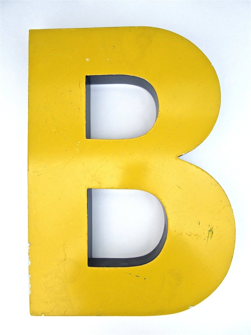 Yellow Metal Capital Letter B By Worldvintage On Etsy