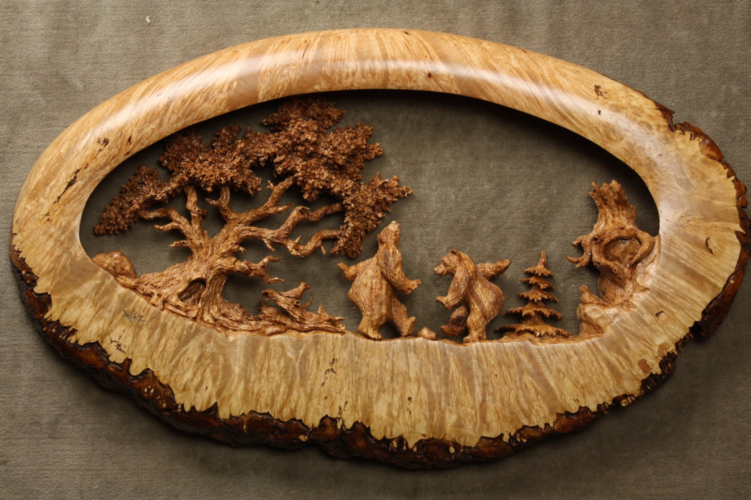 Dancing Bear Wood Carving Sculpture Ooak Wedding, Anniversary Gift, Fathers Day Gift for Dad by Gary Burns the Treewiz, Handmade in Oregon