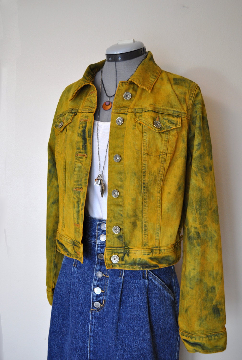 Gold Large Denim JACKET Yellow Gold Hand Dyed by DavidsonStudio