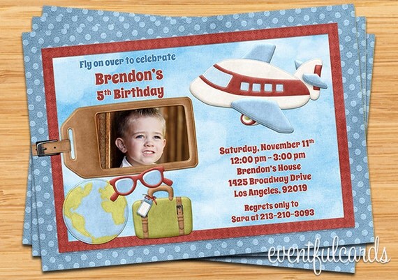 Airplane Birthday Party Invitation with Photo Il_570xn