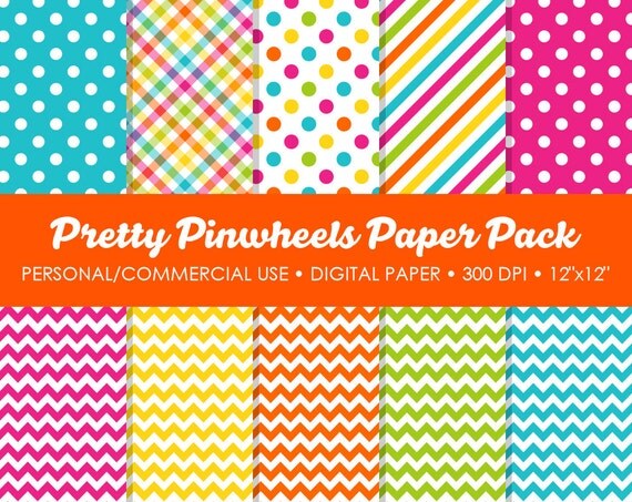 Pretty Pinwheels Digital Printable Paper Pack - For Commercial or Personal Use Il_570xn