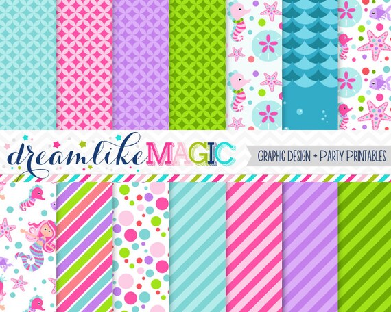 Under the Sweet Sea- Digital Paper Pack for Personal or Commercial Use Il_570xn