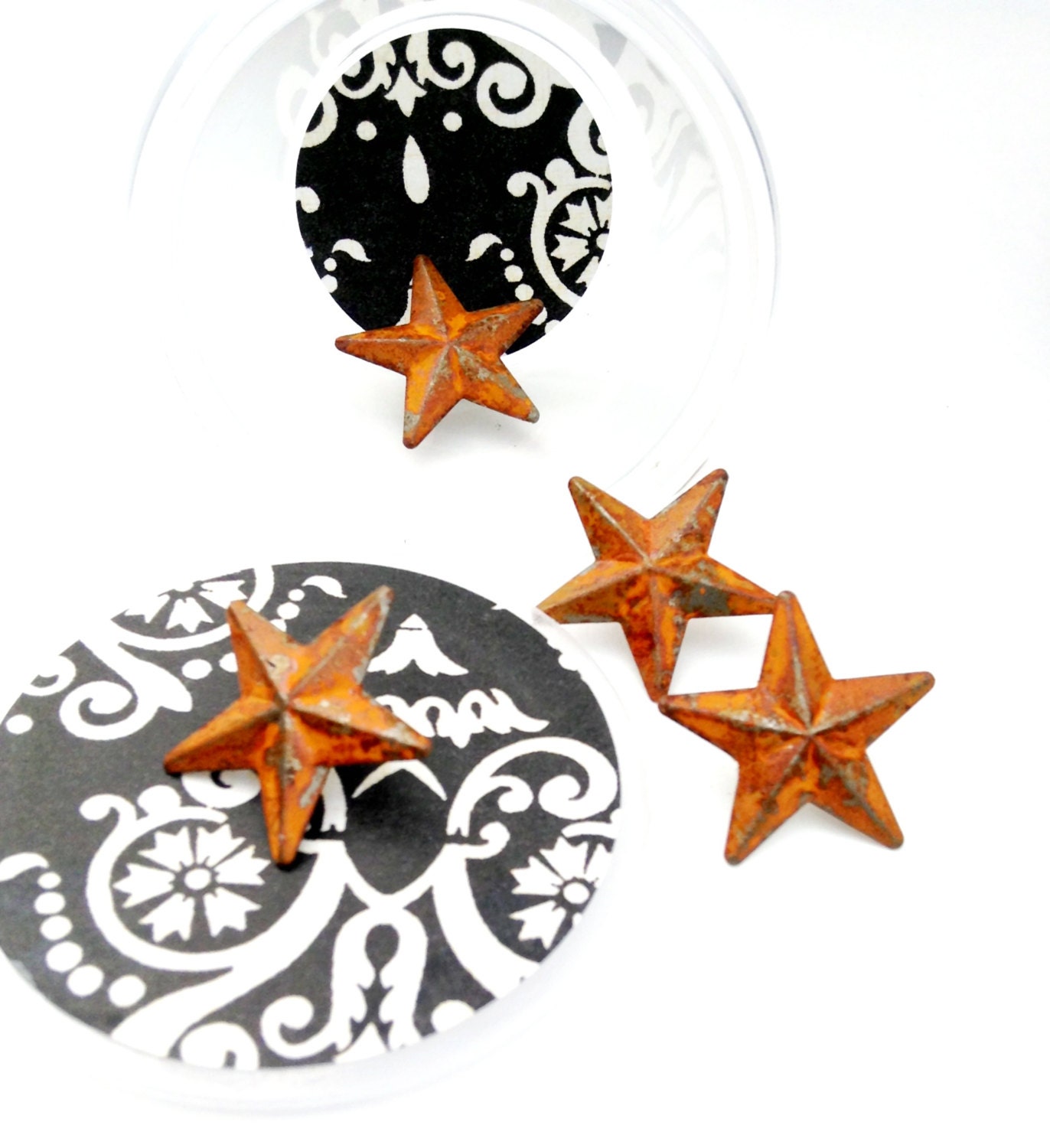 Items similar to Rustic star (4) decorative push pins on Etsy