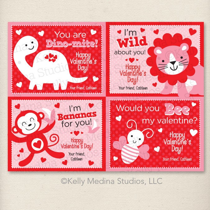 Custom Printable Valentine s Day Cards DIY By Kellymedinastudios