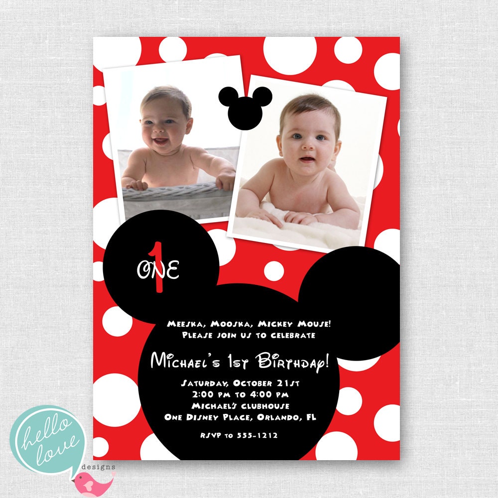 Mickey Mouse Printable Birthday Invitation Il_570xn