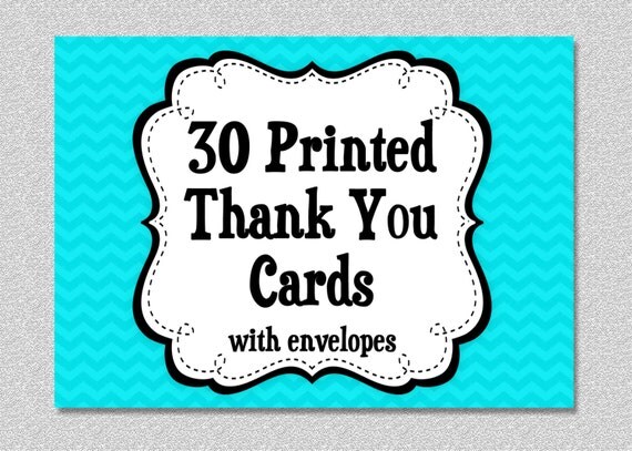 30 PRINTED THANK YOU note cards includes envelopes , ships within 1-2 days by The Trendy Butterfly Il_570xn