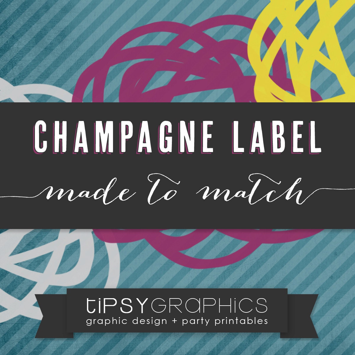Champagne Label Design. Personalized Labels Design. Made to Match any Tipsy Graphics Design Il_570xn