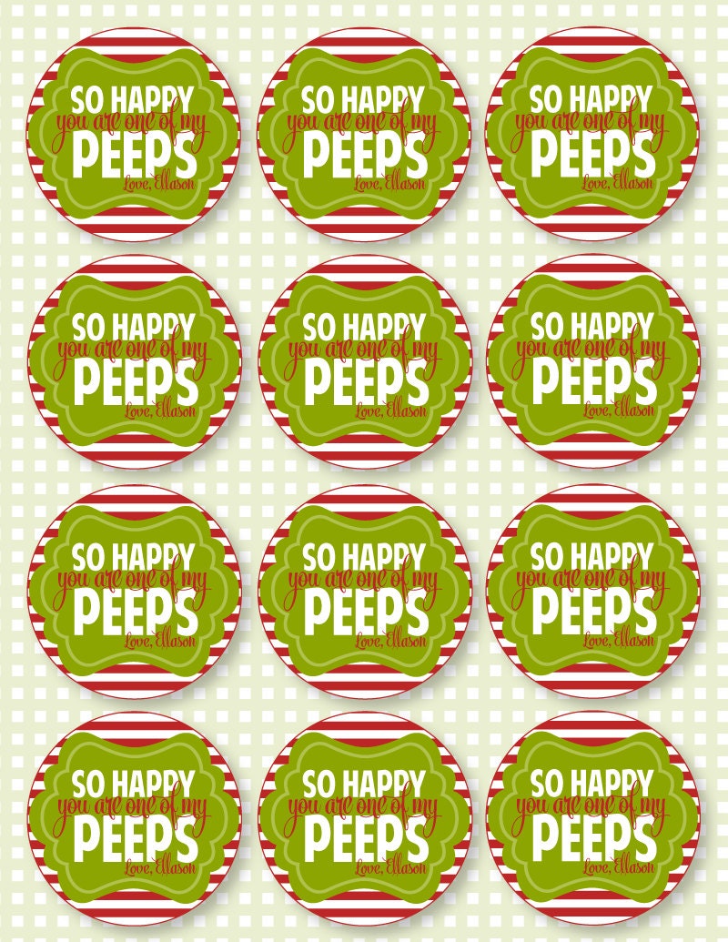 Christmas PRINTABLE Neighbor Gift Tag 'So Happy You Are One Of My Peeps' from Love The Day Il_570xn