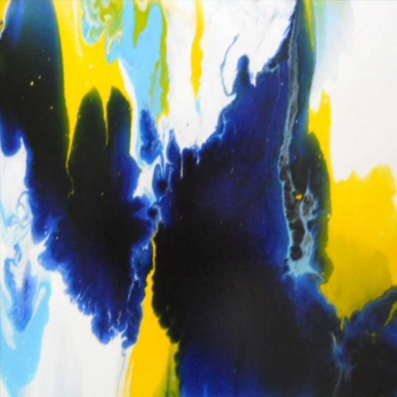 Original Abstract Painting Signed Modern Art - LIQUID ART Technique