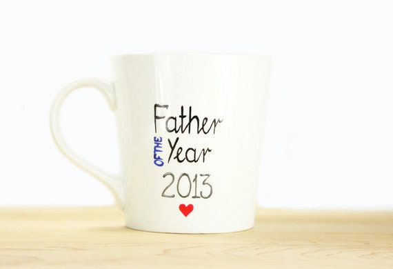 Gift for Dad Personalized Hand Painted Ceramic Mug Father of the Year Kitchen Decor Decorative Art