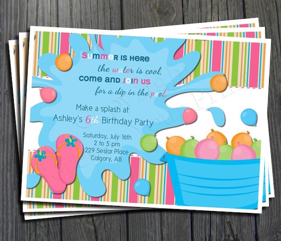 Pool Party Invitation - FREE Thank You Card included Il_570xn
