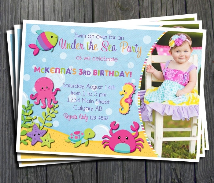 Under The Sea Birthday Invitation - Includes FREE Thank You Card Il_570xn