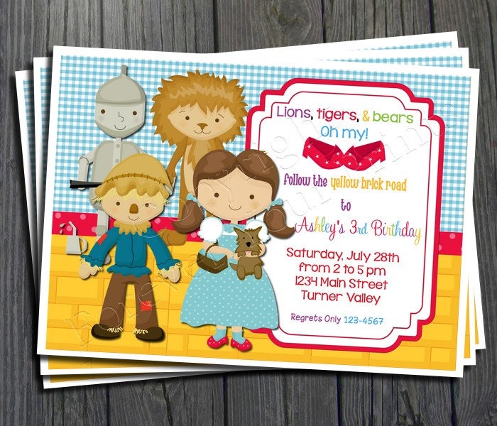 Wizard of Oz Birthday Invitation - FREE Thank You Card included Il_570xn