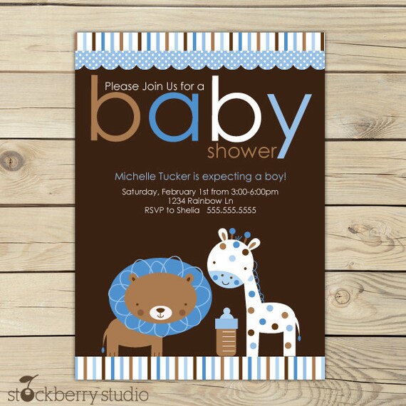 Baby Safari Animals Custom Printable Invitation Il_570xn