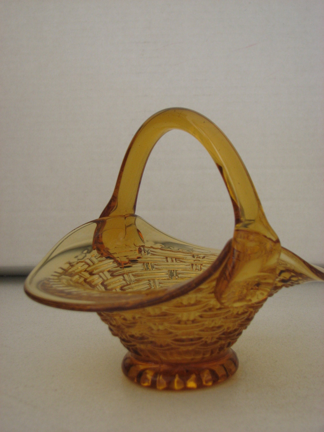 Vintage Amber Glass Basket Decorative Basket by erikamara on Etsy