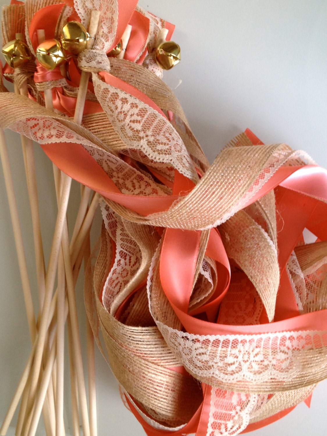 Wedding Wands, 100 Triple, with Lace, Burlap/jute, Ribbon and Bells ...
