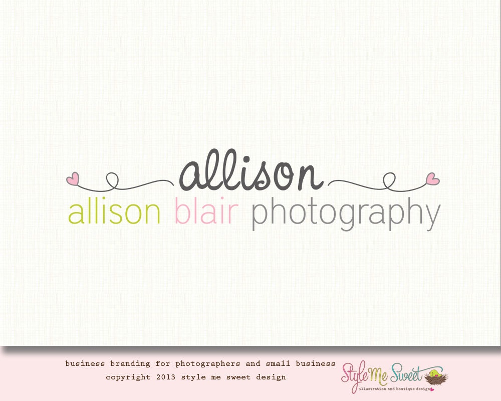 Premade Photography Logo - Heart Logo Watermark Logo Design Hand Drawn