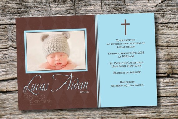 CLASSIC DIAMOND PHOTO Custom Baptism Invitation/Christening Invitation/Communion Invitation- You Print Il_570xn