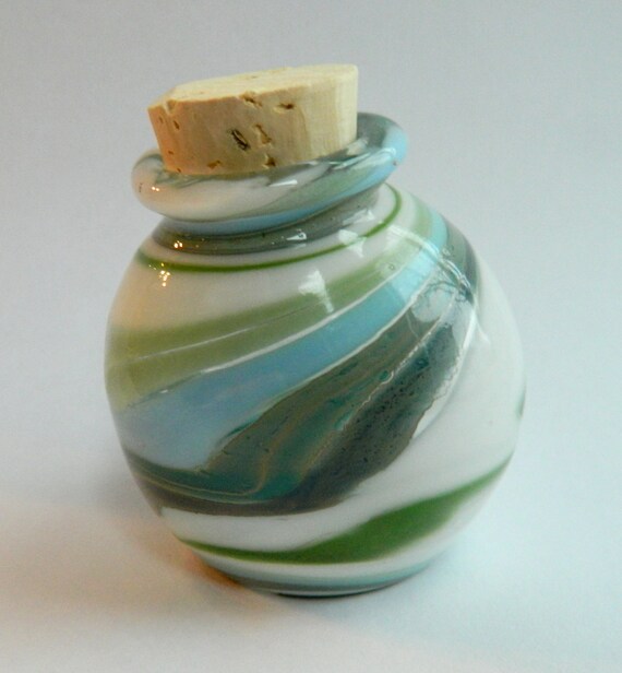 Items similar to Large Hand Blown Glass Stash Jar/Vessel Beach colors