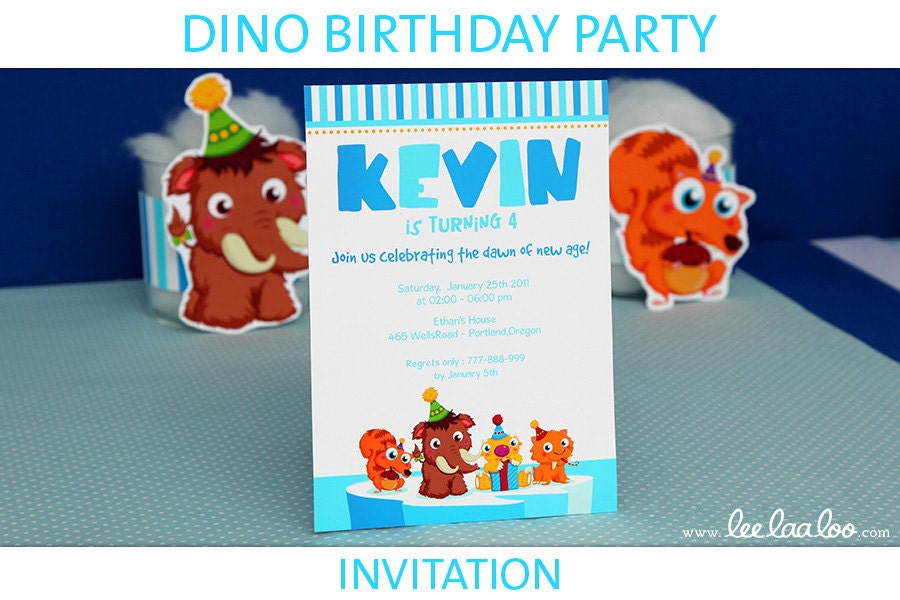 Dinosaur Birthday Party Invitation - PERSONALIZED PRINTABLE DIY // Dino Ice - BV3a1 Il_570xn