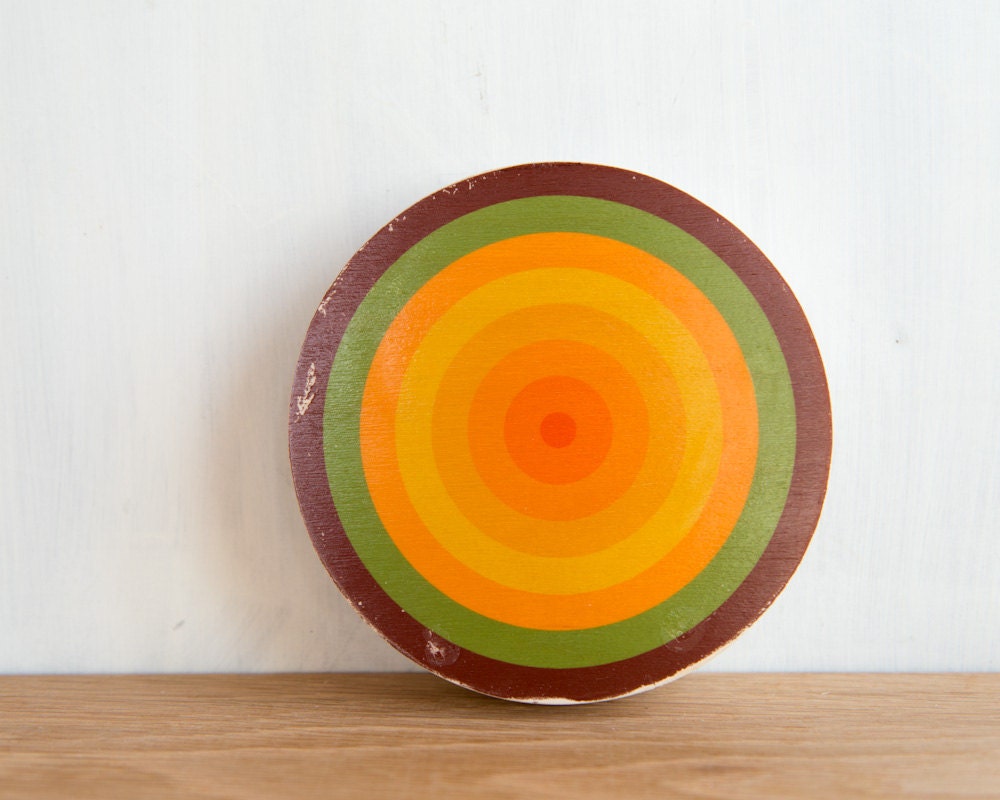 Target Circle Art Block - Brown, Green, Orange, Yellow Bull's Eye - StudioLiscious