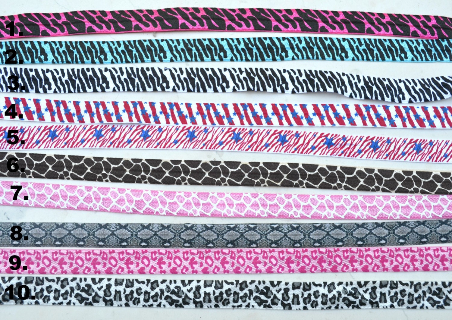 Animal Print 5/8" Fold over elastic - Printed 10 styles Il_570xn