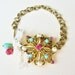 Vintage Turquoise, Ruby and Pearl Brooch Bracelet - Vintage, Upcycled, Repurposed Jewlery, Shabby Chic, Boho, Bright Colors