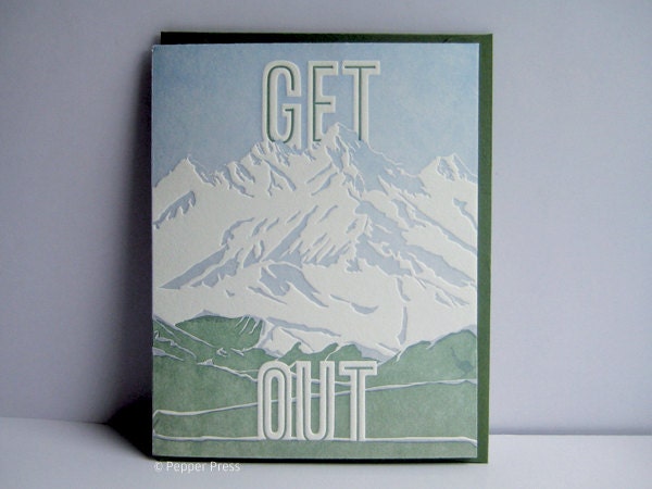 Get Out letterpress card outdoors nature by pep
