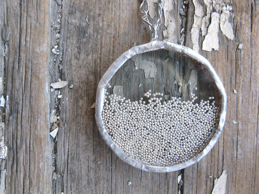 White Snow Globe Modern Cool Silver Micro Bead Shake Necklace Christmas Gift - whatanovelidea