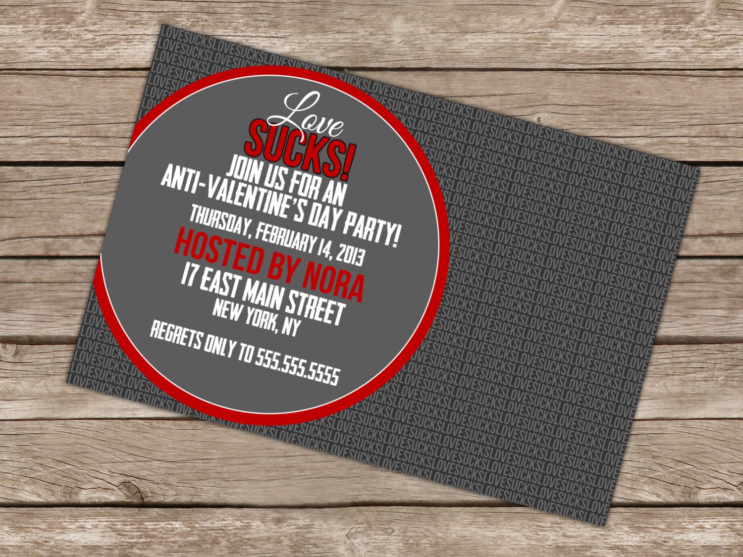 LOVE SUCKS Valentine's Day Invitation (Printable Digital File) Il_570xn