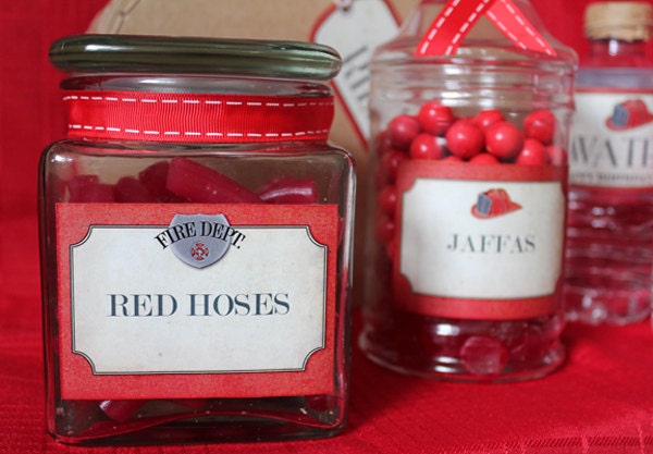 Firetruck Party Labels - DIY PRINTABLE FILE - Boys Birthday Party Il_570xn