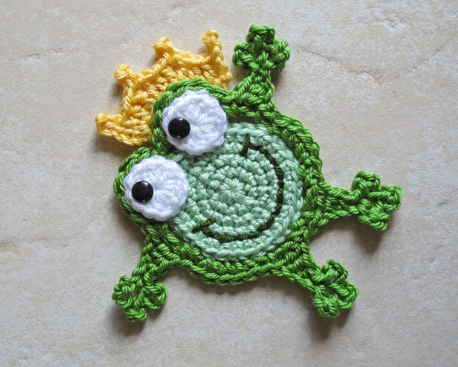 CROCHET PATTERN - Hoppy Frogs - a frog/frog prince/frog with crown applique pattern - Instant PDF Download