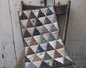 Triangles Quilted Table Runner Doll Quilt Wall Hanging Antique Civil War Reproduction - TreasuredPrimitives