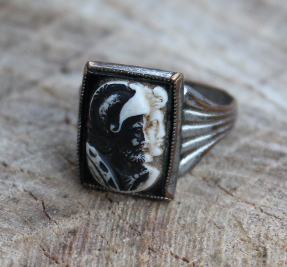Vintage Men's Cameo Silver Ring by Gener8tionsCre8tions on Etsy