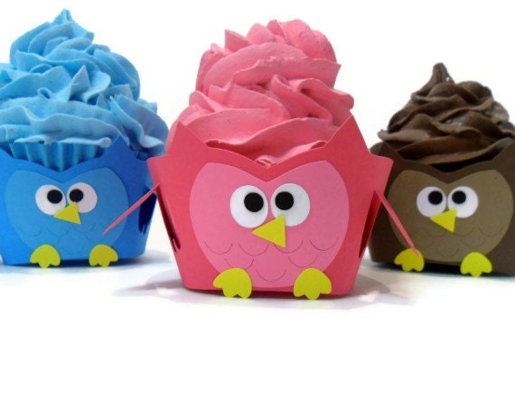 Owl Cupcake Wrappers - Set of 12 Il_570xn
