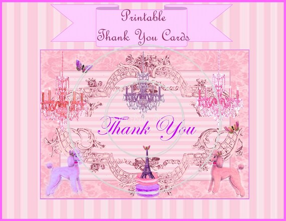 PARIS POODLE PRINTABLE Thank You Card - Instant Download - Bella Bella Studios Il_570xn