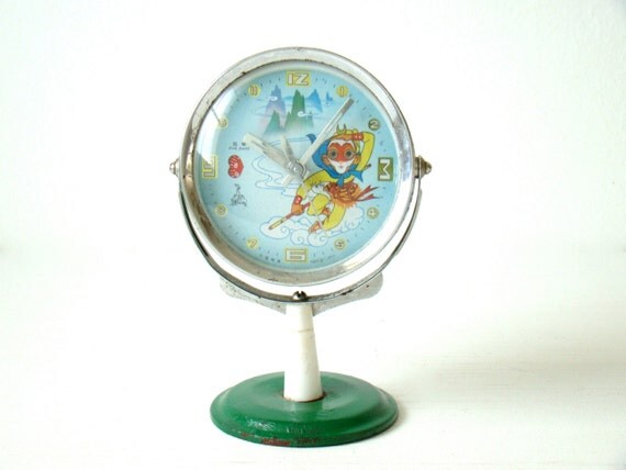 vintage five rams wind up alarm clock by culturalpollination