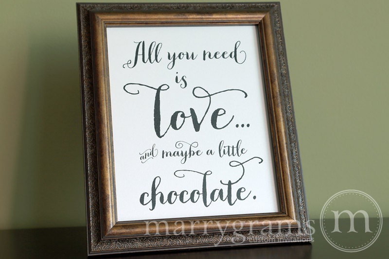 All You Need is Love... Wedding Chocolate Bar Dessert Station Table Card Sign - Candy Buffet - Reception Signage - Table Numbers SS02 - marrygrams