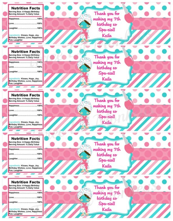 Spa Water Bottle Labels (Blue) -DIY Printables Il_570xn