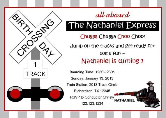 Train Birthday Party Crossing Invitation Custom Il_570xn