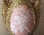 Antique French Porcelain Cherub Lamp Pair Sevres Style Vase Lamp Ovoid Shape Baroque Handles