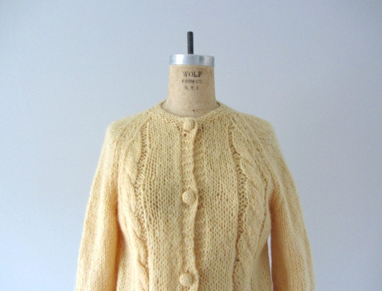 Mohair Cardigan 1960s Peach Sweater 60s Vintage By Bluefennel