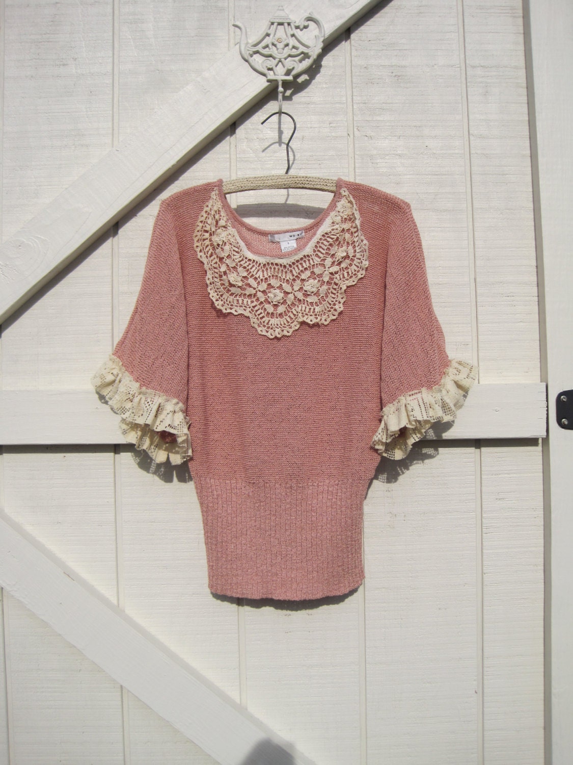 Boho Sweater Victorian Sweater Apricot Sweater By Shabyvintage