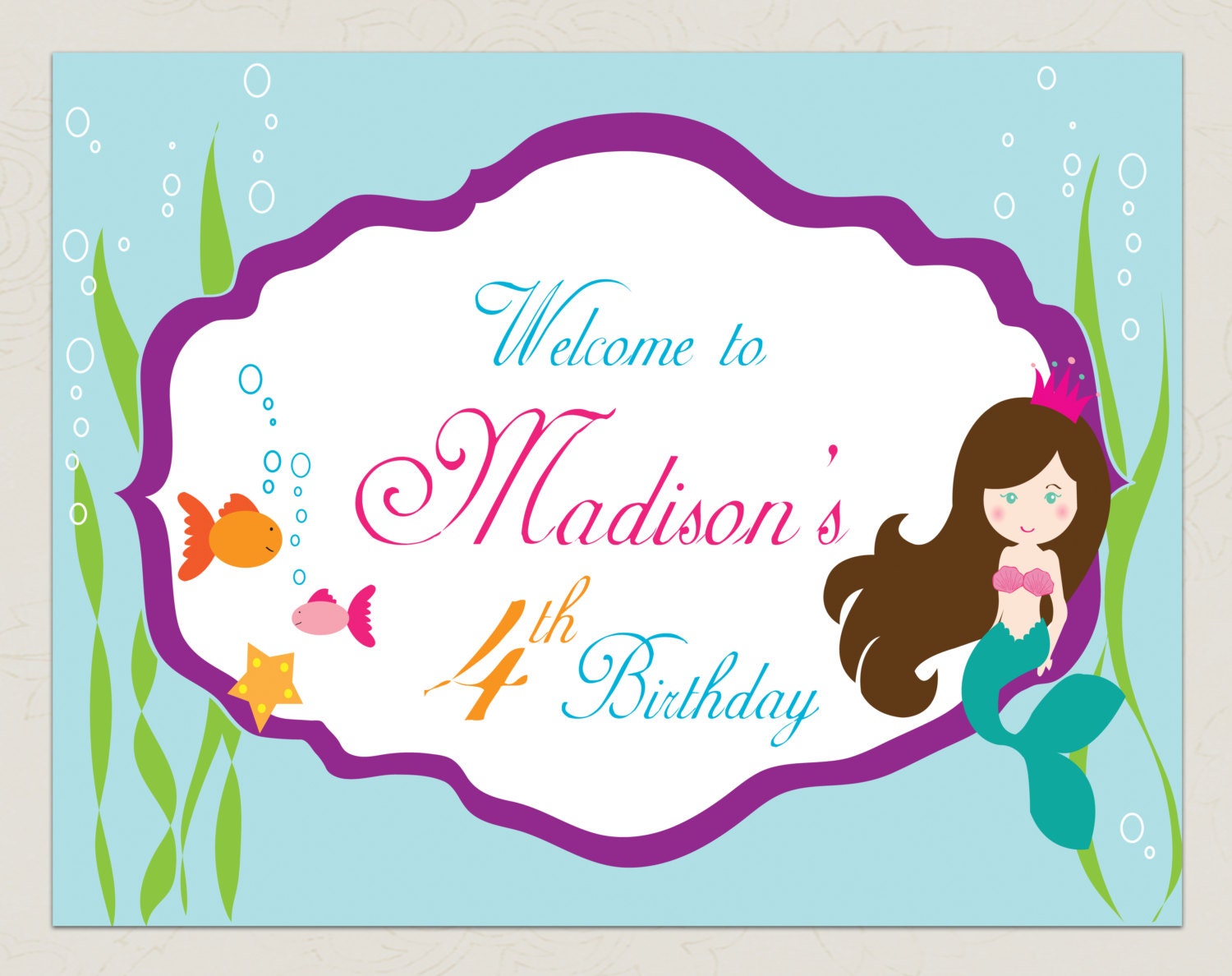 Printable Customized Welcome Sign - Mermaid Party Collection - DIY Printable by The Splendid Shindig Il_570xn